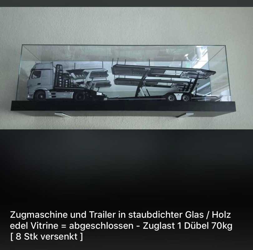 1:18 MB Actros Autotransporter + Lichtfunktion + Glas Wandvitrine